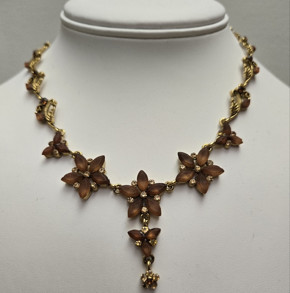 Statement Floral Goldtone Necklace